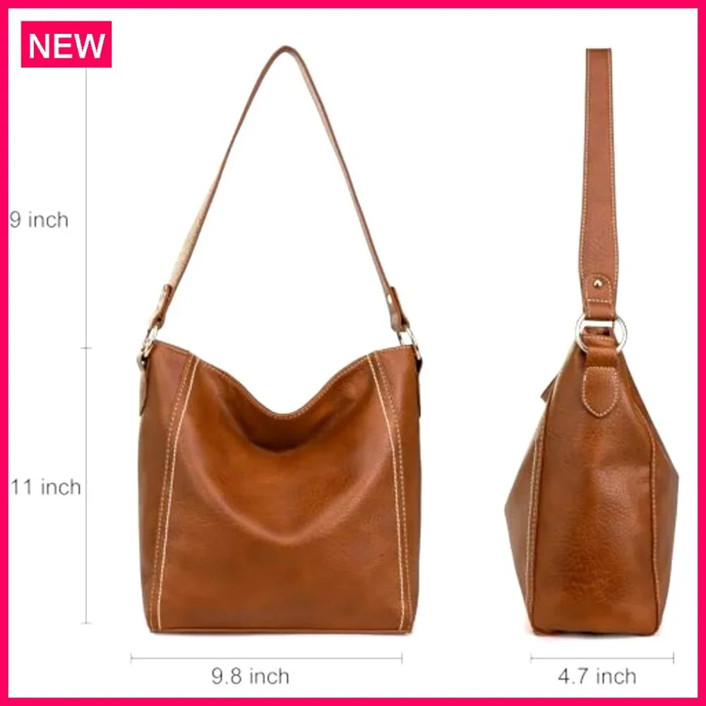 Luxury Vegan Leather Hobo Shoulder Bag, 13x11x4.7 Inches, Everyday Purse - Picture 5 of 8